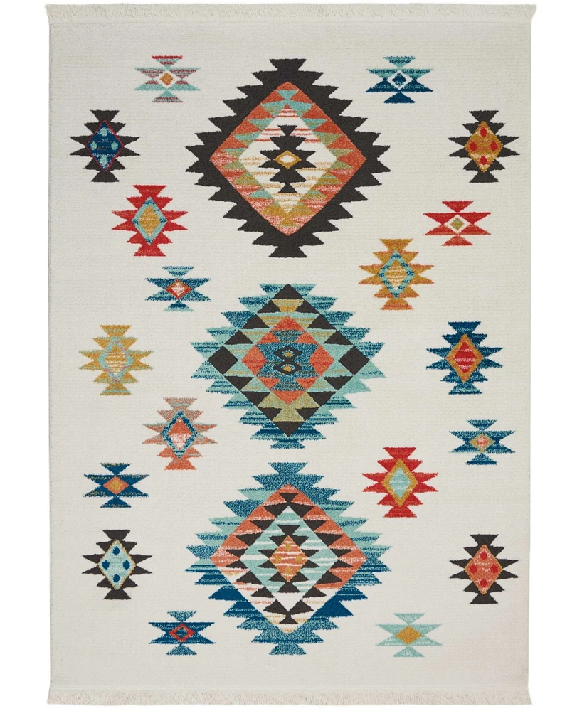 Nourison Home Navajo NAV07 White 5'3" x 7'6" Area Rug