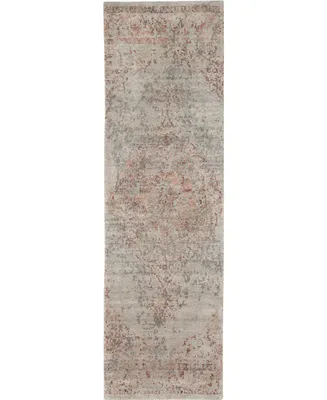 Nourison Home Lucent LCN07 Silver and Red 2'3" x 8' Runner Rug