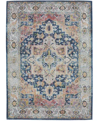 Nourison Home Ankara Global ANR11 Blue and Multi 4' x 6' Area Rug