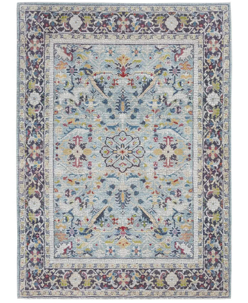 Nourison Home Ankara Global ANR14 Teal and Multi 5'3" x 7'6" Area Rug