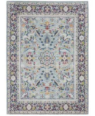 Nourison Home Ankara Global ANR14 Teal and Multi 5'3" x 7'6" Area Rug