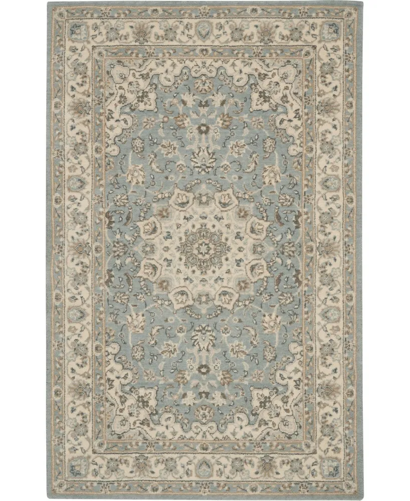 Nourison Home Living Treasures LI15 Aqua and Ivory 3'6" x 5'6" Area Rug