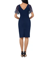 Betsy & Adam Petite Beaded-Sleeve Sheath Dress