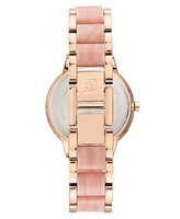 Anne Klein Women's Rose Gold-Tone & Pink Marble Acrylic Bracelet Watch 37mm