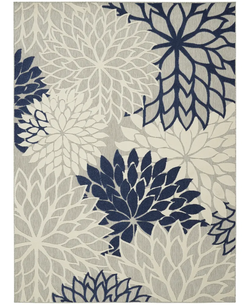 Nourison Home Aloha ALH05 Ivory and Navy 7' x 10' Outdoor Area Rug