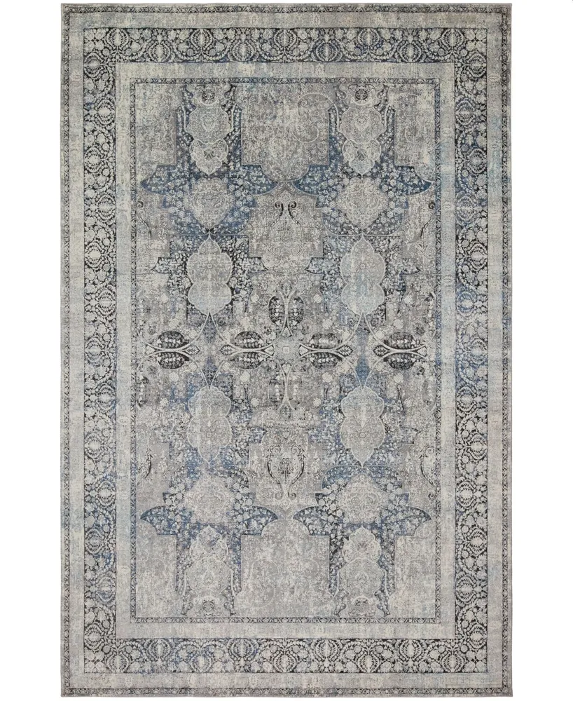 Sunbrella Classic Sc-02 Gray/Navy 5' x 8' Area Rug