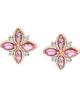 Pink Sapphire (3/4 ct. t.w.) & Diamond (1/20 ct. t.w.) Flower Stud Earrings in 14k Rose Gold