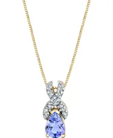 Tanzanite (3/4 ct. t.w.) & Diamond (1/10 ct. t.w.) 18" Pendant Necklace in 14k Gold