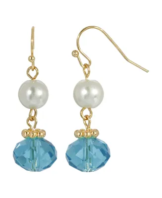 2028 Gold-Tone Imitation Pearl Aura Bead Drop Earrings