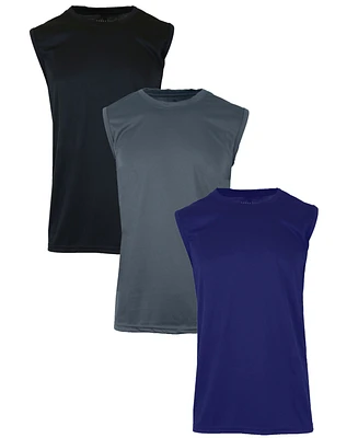 Galaxy By Harvic Men's Moisture-Wicking Wrinkle Free Performance Muscle Tee, Pack of 3