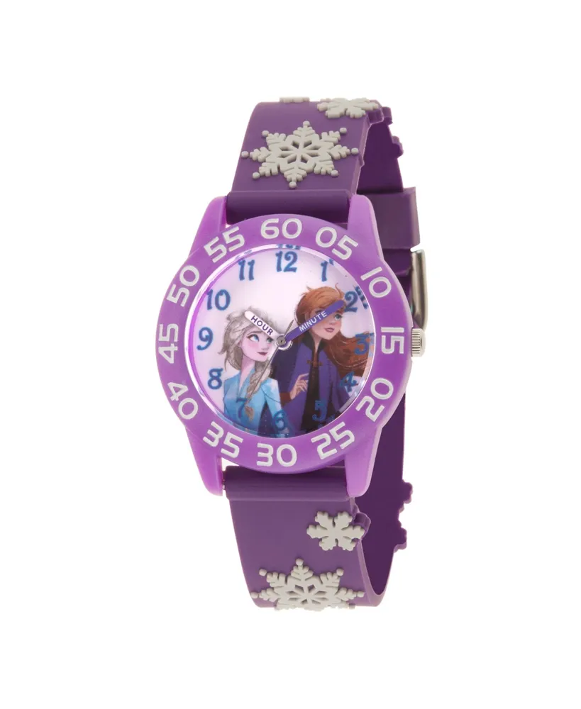 Disney Frozen 2 Elsa and Anna Girls' Purple Plastic Time Teacher Watch 32mm