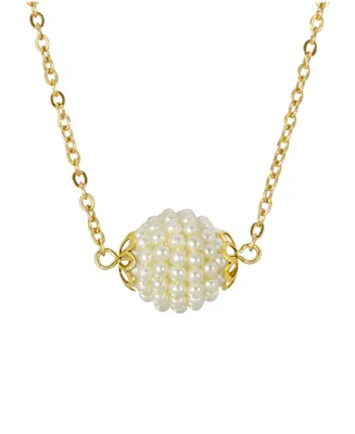 2028 Gold-Tone Round Faux Seeded Imitation Pearl Single Ball 16" Necklace