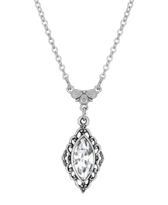 2028 Silver-Tone Crystal Diamond Drop 16" Adjustable Necklace