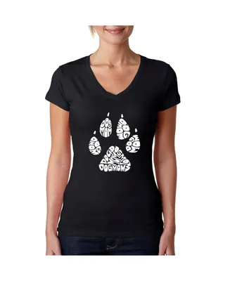La Pop Art Women's Word V-Neck Dog Mom T-Shirt