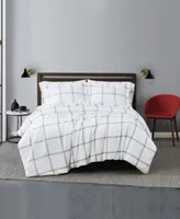 Truly Soft Printed Windowpane King 3 Piece Duvet Cover Set