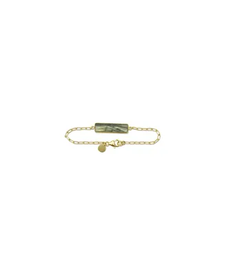 Roberta Sher Designs Bezel Set Labradorite Bar Bracelet with 14K Gold Fill Chain - Gold