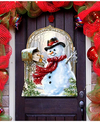 Designocracy by Dona Gelsinger Seasons-Greetings Snowman Wall and Door Hanger