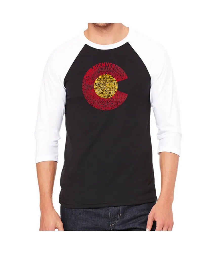 La Pop Art Colorado Men's Raglan Word T-shirt