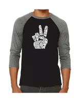 La Pop Art Peace Fingers Men's Raglan Word T-shirt