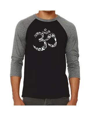 La Pop Art The Om Symbol Out of Yoga Poses Men's Raglan Word T-shirt