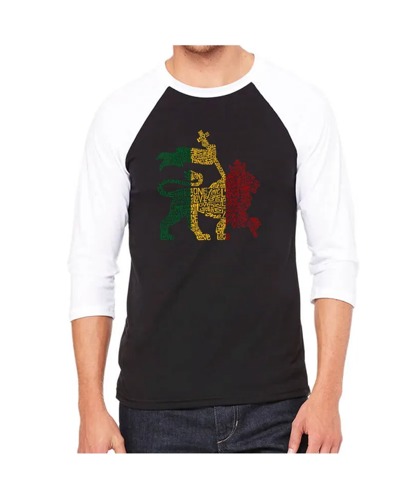 La Pop Art Lion Men's Raglan Word T-shirt