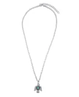 Macy's Simulated Turquoise Silver Plated Eagle Pendant Necklace - Silver