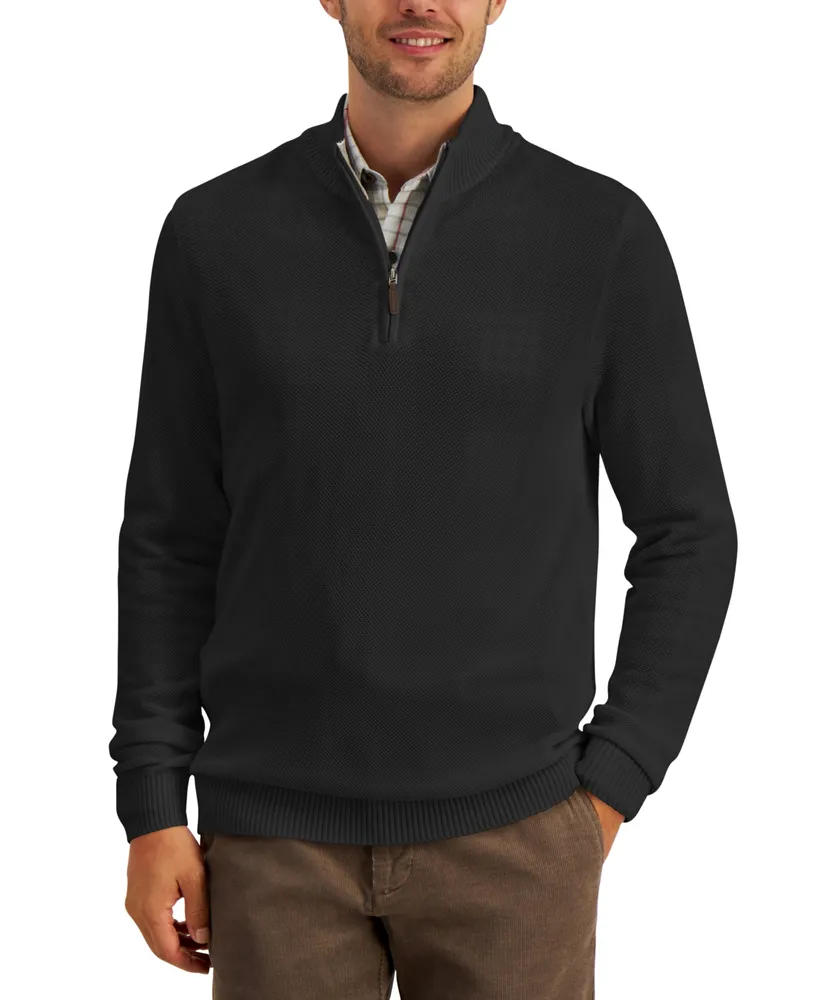 Club Room Men's Quarter-Zip Textured Cotton Sweater, Created for Macy's