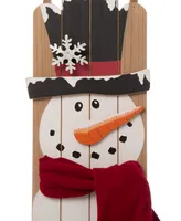 Glitzhome Wooden Christmas Snowman Porch Sign