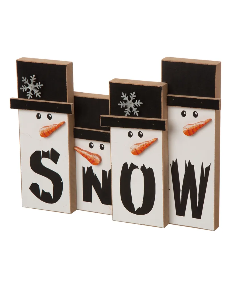 Glitzhome Wooden Christmas Snowman Family Table Decor