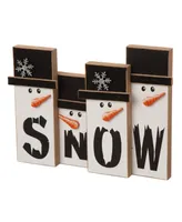 Glitzhome Wooden Christmas Snowman Family Table Decor