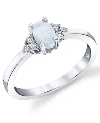Opal (1/3 ct. t.w.) & Diamond (1/10 ct. t.w.) Ring in 14k White Gold