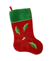 Northlight Velveteen Sequined Poinsettia Christmas Stocking