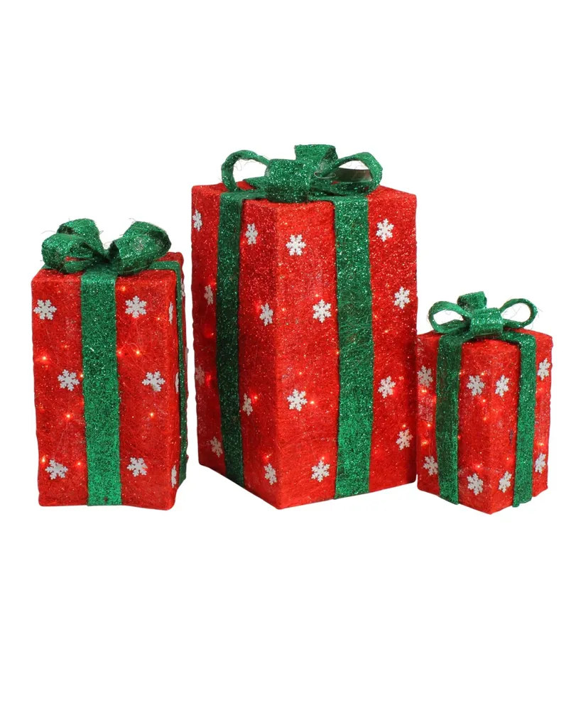 Northlight and Lighted Gi Boxes with Bows Outdoor Christmas Decorations