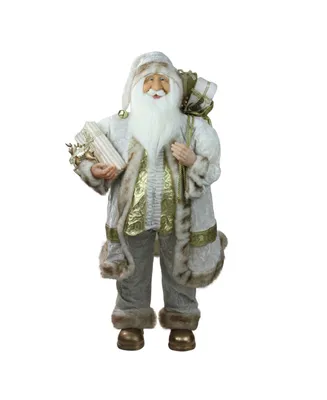 Northlight Glorious Winter Standing Santa Claus Christmas Figure with Gift Bag