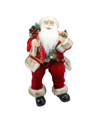 Northlight Chic Sitting Santa Claus Christmas Figure with Gift Bag and Presents