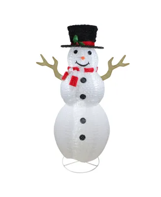 Northlight Pre-Lit Chenille Swirl Large Snowman with Top Hat Christmas Outdoor Decoration