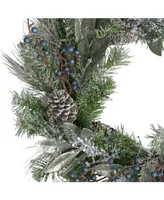 Northlight Unlit Mixed Pine and Blueberries Artificial Christmas Wreath