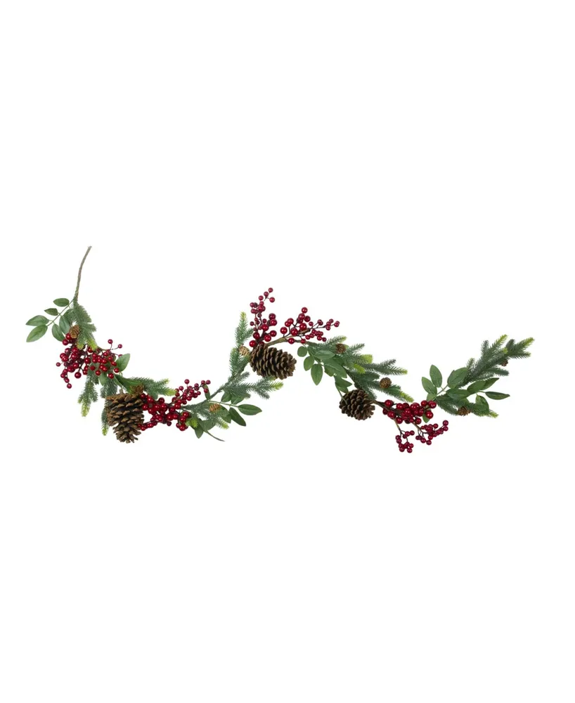 Northlight Pine Springs Berries and Pine Cones Artificial Christmas Garland-Unlit