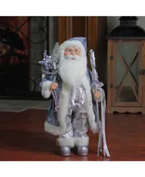 Northlight Ice Palace Standing Santa Claus Holding A Staff and Bag Christmas Figure