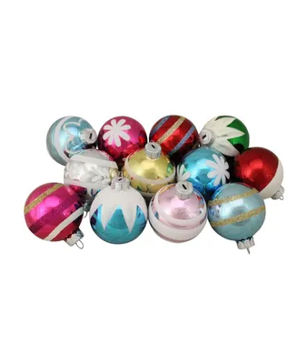 Northlight 12 Count Frosted and Glitte Shiny Multi Color Christmas Ball Ornaments