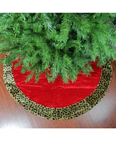 Northlight Safari and Velveteen with Plush Cheetah Print Christmas Tree Skirt