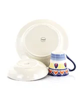 Elama Zen Mozaik 16 Piece Luxurious Stoneware Dinnerware Set