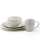 Elama Round Stoneware 16 Piece Dinnerware Set, Service for 4