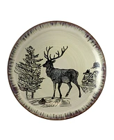 Elama Majestic Elk 16 Piece Luxurious Stoneware Dinnerware Set