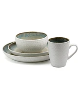 Elama Modern Dot 16 Piece Luxurious Stoneware Dinnerware Set