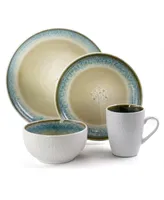 Elama Modern Dot 16 Piece Luxurious Stoneware Dinnerware Set