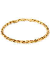 Men's Rope Link Bracelet (4mm) in 18k Gold-Plated Sterling Silver