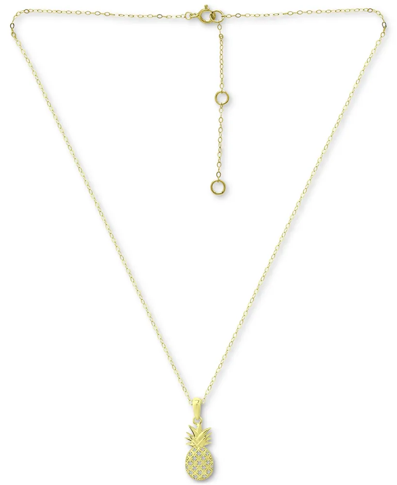 Giani Bernini Cubic Zirconia Pineapple Pendant Necklace in 18k Gold-Plated Sterling Silver, 16" + 2" extender, Created for Macy's