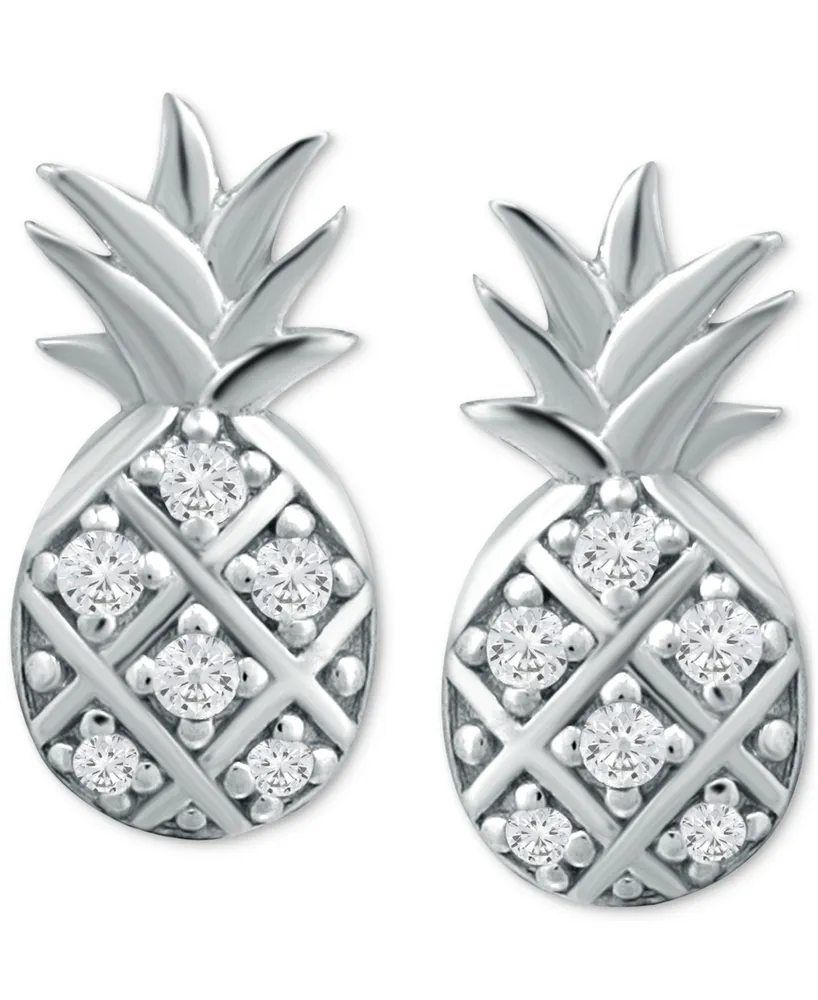 Giani Bernini Cubic Zirconia Pineapple Stud Earrings in Sterling Silver, Created for Macy's