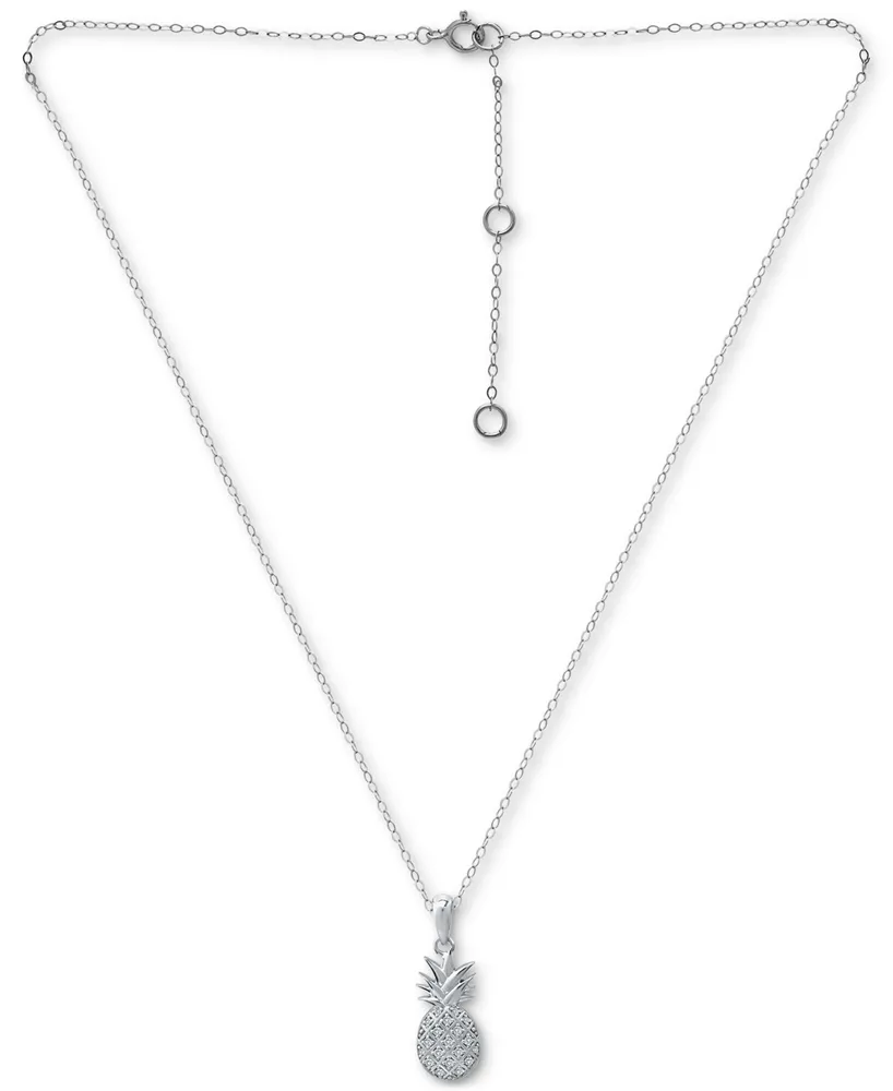 Giani Bernini Cubic Zirconia Pineapple Pendant Necklace in Sterling Silver, 16" + 2" extender, Created for Macy's